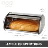 imageOggi Stainless Steel Hinged Top Bread Box for Kitchen Countertop with Bamboo Lid  Fits Multiple Large Loaves of Bread and Other Freshly Baked Goods Including Cookies Bagels Muffins Warm Gray175 Inch by 75 Inch by 115 Inch