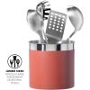 imageOggi Stainless Steel Jumbo Utensil Holder  7quot Utensil Caddy Weighted Base for Stability  Extra Large Utensil Crock and Countertop Utensil Organizer Stainless SteelBrick Red  7