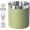 imageOggi Stainless Steel Jumbo Utensil Holder  7quot Utensil Caddy Weighted Base for Stability  Extra Large Utensil Crock and Countertop Utensil Organizer Stainless SteelOlive  7