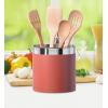 imageOggi Stainless Steel Jumbo Utensil Holder  7quot Utensil Caddy Weighted Base for Stability  Extra Large Utensil Crock and Countertop Utensil Organizer Stainless SteelBrick Red  7