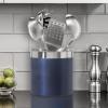 imageOggi Stainless Steel Jumbo Utensil Holder  7quot Utensil Caddy Weighted Base for Stability  Extra Large Utensil Crock and Countertop Utensil Organizer Stainless SteelBlue  7
