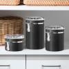 imageOggi Stainless Steel Kitchen Canister 47 fl oz Black  Airtight Clamp Lid Clear SeeThru Top  Ideal for Kitchen Storage Food Storage Pantry Storage Large Size 5quot x 6quotBlack