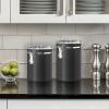 imageOggi Stainless Steel Kitchen Canister 47 fl oz Black  Airtight Clamp Lid Clear SeeThru Top  Ideal for Kitchen Storage Food Storage Pantry Storage Large Size 5quot x 6quotBlack