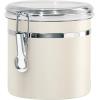 imageOggi Stainless Steel Kitchen Canister 47 fl oz Black  Airtight Clamp Lid Clear SeeThru Top  Ideal for Kitchen Storage Food Storage Pantry Storage Large Size 5quot x 6quotWarm Gray