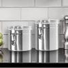 imageOggi Stainless Steel Kitchen Canister 47 fl oz Black  Airtight Clamp Lid Clear SeeThru Top  Ideal for Kitchen Storage Food Storage Pantry Storage Large Size 5quot x 6quotStainless Steel