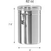 imageOggi Stainless Steel Kitchen Canister 47 fl oz Black  Airtight Clamp Lid Clear SeeThru Top  Ideal for Kitchen Storage Food Storage Pantry Storage Large Size 5quot x 6quotStainless Steel