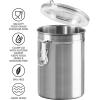 imageOggi Stainless Steel Kitchen Canister 47 fl oz Black  Airtight Clamp Lid Clear SeeThru Top  Ideal for Kitchen Storage Food Storage Pantry Storage Large Size 5quot x 6quotStainless Steel
