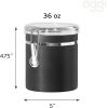 imageOggi Stainless Steel Kitchen Canister 47 fl oz Black  Airtight Clamp Lid Clear SeeThru Top  Ideal for Kitchen Storage Food Storage Pantry Storage Large Size 5quot x 6quotBlack