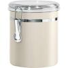 imageOggi Stainless Steel Kitchen Canister 47 fl oz Black  Airtight Clamp Lid Clear SeeThru Top  Ideal for Kitchen Storage Food Storage Pantry Storage Large Size 5quot x 6quotWarm Gray