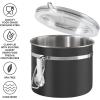 imageOggi Stainless Steel Kitchen Canister 47 fl oz Black  Airtight Clamp Lid Clear SeeThru Top  Ideal for Kitchen Storage Food Storage Pantry Storage Large Size 5quot x 6quotBlack