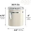 imageOggi Stainless Steel Kitchen Canister 47 fl oz Black  Airtight Clamp Lid Clear SeeThru Top  Ideal for Kitchen Storage Food Storage Pantry Storage Large Size 5quot x 6quotWarm Gray