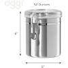 imageOggi Stainless Steel Kitchen Canister 47 fl oz Black  Airtight Clamp Lid Clear SeeThru Top  Ideal for Kitchen Storage Food Storage Pantry Storage Large Size 5quot x 6quotStainless Steel