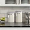 imageOggi Stainless Steel Kitchen Canister 47 fl oz Black  Airtight Clamp Lid Clear SeeThru Top  Ideal for Kitchen Storage Food Storage Pantry Storage Large Size 5quot x 6quotWarm Gray