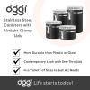 imageOggi Stainless Steel Kitchen Canister 47 fl oz Black  Airtight Clamp Lid Clear SeeThru Top  Ideal for Kitchen Storage Food Storage Pantry Storage Large Size 5quot x 6quotBlack