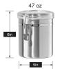 imageOggi Stainless Steel Kitchen Canister 47 fl oz Black  Airtight Clamp Lid Clear SeeThru Top  Ideal for Kitchen Storage Food Storage Pantry Storage Large Size 5quot x 6quotStainless Steel