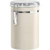 imageOggi Stainless Steel Kitchen Canister 47 fl oz Black  Airtight Clamp Lid Clear SeeThru Top  Ideal for Kitchen Storage Food Storage Pantry Storage Large Size 5quot x 6quotWarm Gray