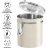 imageOggi Stainless Steel Kitchen Canister 47 fl oz Black  Airtight Clamp Lid Clear SeeThru Top  Ideal for Kitchen Storage Food Storage Pantry Storage Large Size 5quot x 6quotWarm Gray