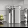 imageOggi Stainless Steel Kitchen Canister 47 fl oz Black  Airtight Clamp Lid Clear SeeThru Top  Ideal for Kitchen Storage Food Storage Pantry Storage Large Size 5quot x 6quotStainless Steel