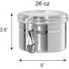 imageOggi Stainless Steel Kitchen Canister 47 fl oz Black  Airtight Clamp Lid Clear SeeThru Top  Ideal for Kitchen Storage Food Storage Pantry Storage Large Size 5quot x 6quotStainless Steel