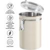 imageOggi Stainless Steel Kitchen Canister 47 fl oz Black  Airtight Clamp Lid Clear SeeThru Top  Ideal for Kitchen Storage Food Storage Pantry Storage Large Size 5quot x 6quotWarm Gray