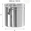 imageOggi Stainless Steel Kitchen Canister 47 fl oz Black  Airtight Clamp Lid Clear SeeThru Top  Ideal for Kitchen Storage Food Storage Pantry Storage Large Size 5quot x 6quotStainless Steel