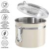 imageOggi Stainless Steel Kitchen Canister 47 fl oz Black  Airtight Clamp Lid Clear SeeThru Top  Ideal for Kitchen Storage Food Storage Pantry Storage Large Size 5quot x 6quotWarm Gray