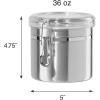 imageOggi Stainless Steel Kitchen Canister 47 fl oz Black  Airtight Clamp Lid Clear SeeThru Top  Ideal for Kitchen Storage Food Storage Pantry Storage Large Size 5quot x 6quotSilver