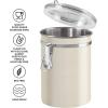 imageOggi Stainless Steel Kitchen Canister 47 fl oz Black  Airtight Clamp Lid Clear SeeThru Top  Ideal for Kitchen Storage Food Storage Pantry Storage Large Size 5quot x 6quotWarm Gray
