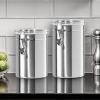 imageOggi Stainless Steel Kitchen Canister 47 fl oz Black  Airtight Clamp Lid Clear SeeThru Top  Ideal for Kitchen Storage Food Storage Pantry Storage Large Size 5quot x 6quotStainless Steel