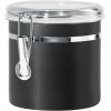 imageOggi Stainless Steel Kitchen Canister 47 fl oz Black  Airtight Clamp Lid Clear SeeThru Top  Ideal for Kitchen Storage Food Storage Pantry Storage Large Size 5quot x 6quotBlack