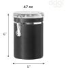 imageOggi Stainless Steel Kitchen Canister 47 fl oz Black  Airtight Clamp Lid Clear SeeThru Top  Ideal for Kitchen Storage Food Storage Pantry Storage Large Size 5quot x 6quotBlack
