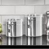 imageOggi Stainless Steel Kitchen Canister 47 fl oz Black  Airtight Clamp Lid Clear SeeThru Top  Ideal for Kitchen Storage Food Storage Pantry Storage Large Size 5quot x 6quotSilver