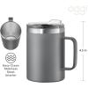 imageOggi ThermoMug Stainless Steel Insulated Mug Double Wall Vacuum Insulated wHandle ampamp Lid Coffee Cup Camping Mug Travel Thermos 14oz420ml Happy FlowersHappy Flowers