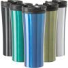 imageOggi CONTOUR Stainless Steel Travel Tumbler  Black 16 oz with flip open lid for hot and cold beveragesMidnight Blue