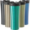 imageOggi CONTOUR Stainless Steel Travel Tumbler  Black 16 oz with flip open lid for hot and cold beveragesPeacock