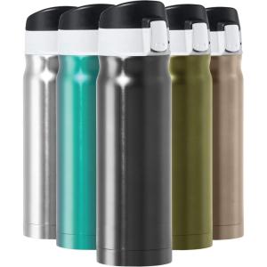 imageOGGI Caliber Stainless Steel Travel Water Bottle Insulated Coffee Mug Metal Water Bottle Sports Bottle Water Flask Travel Bottles 17oz PeacockBlack