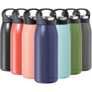 imageOGGI Freestyle Stainless Steel Insulated Water Bottle Double Wall Vacuum Insulated Travel Thermos 23oz680ml GreenMidnight Blue