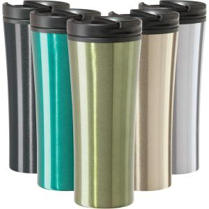 imageOggi CONTOUR Stainless Steel Travel Tumbler  Black 16 oz with flip open lid for hot and cold beveragesOlive