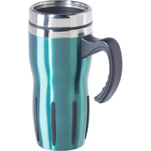 imageOggi Multigrip Stainless Steel Thermal Travel Mug  Olive 16oz with slide open lid for hot and cold beveragesPeacock