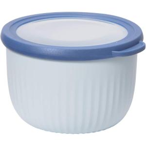 imageOggi Prep Store ampamp Serve Plastic Bowl wSeeThru Lid Dishwasher Microwave ampamp Freezer Safe 4 qt Blue wDk Blue LidBlue wDk Blue Lid