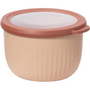 imageOggi Prep Store ampamp Serve Plastic Bowl wSeeThru Lid Dishwasher Microwave ampamp Freezer Safe 4 qt Blue wDk Blue LidBlush wBrick Red Lid