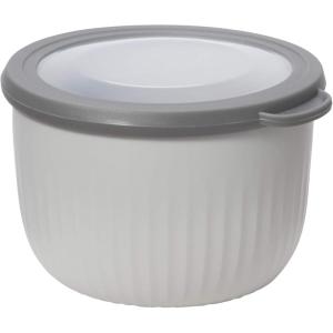 imageOggi Prep Store ampamp Serve Plastic Bowl wSeeThru Lid Dishwasher Microwave ampamp Freezer Safe 4 qt Blue wDk Blue LidLt Gray wDk Gray Lid