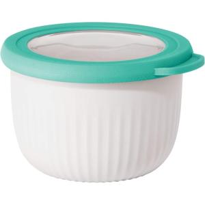 imageOggi Prep Store ampamp Serve Plastic Bowl wSeeThru Lid Dishwasher Microwave ampamp Freezer Safe 4 qt Blue wDk Blue LidWhiteAqua