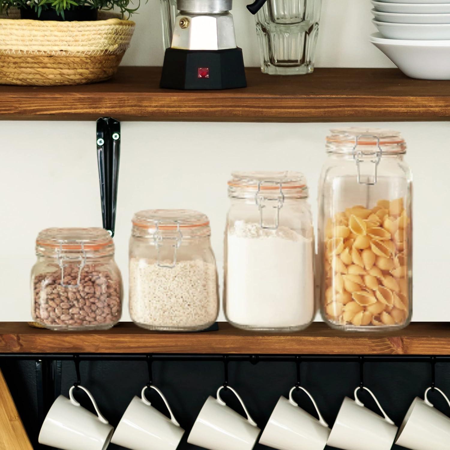 imageOGGI 4 Piece Airtight Glass Storage Containers Set  Includes 4 Glass Kitchen Canisters with Clamp Lids ampamp Silicone Seals  Farmhouse Kitchen Dcor Kitchen Storage Pantry Storage Food Storage4 Piece Set  Mixed