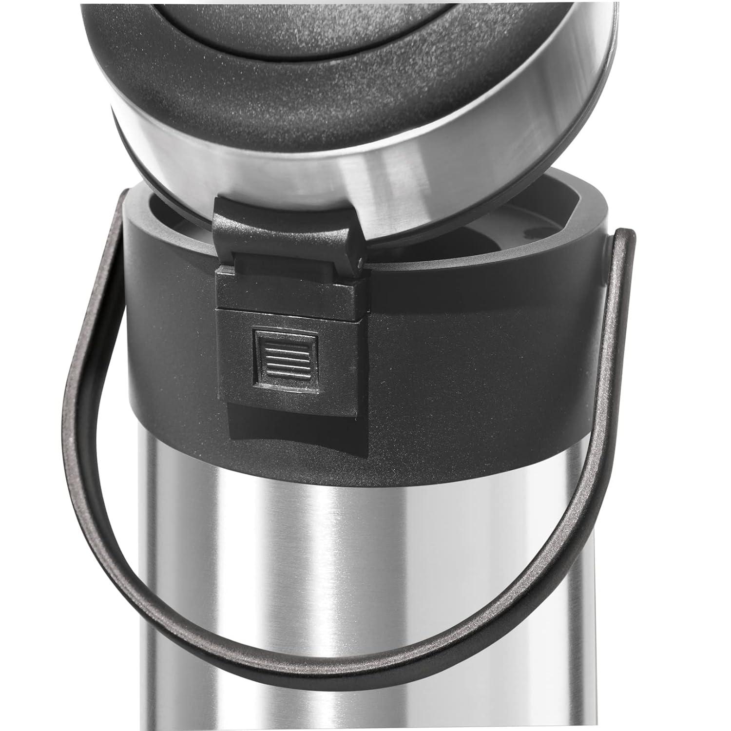imageOGGI Airking 102oz Stainless Steel Thermal Coffee Carafe Vacuum Container wLever Action Pump Insulated Coffee Carafe Thermos Carafe Hot Beverage Dispenser Catering Supplies 3 Liters