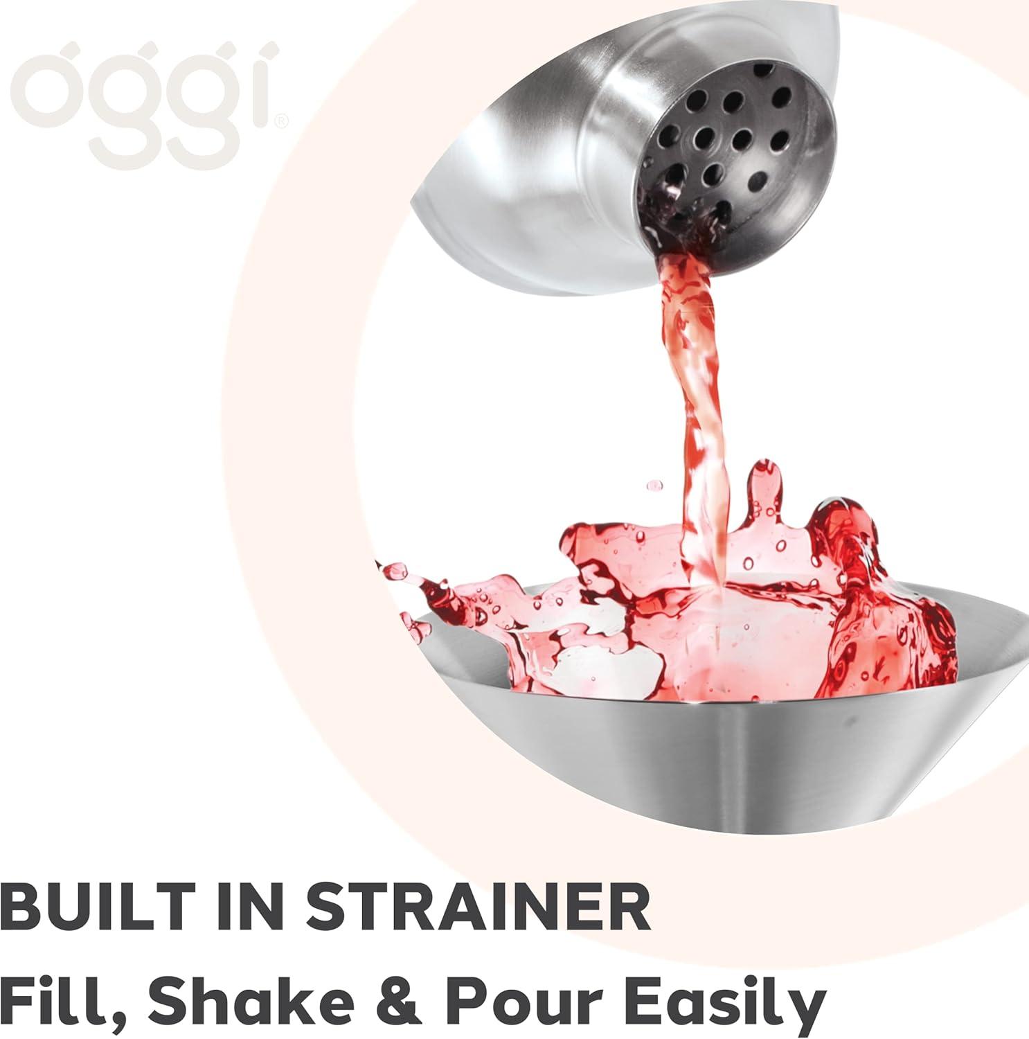 imageOGGI Classic Cocktail Shaker Gold Stainless  26 oz Stainless Steel Construction Built in Strainer  Ideal Home Bar Drink Mixer Bartender Kit Essential Bar AccessoriesCopper