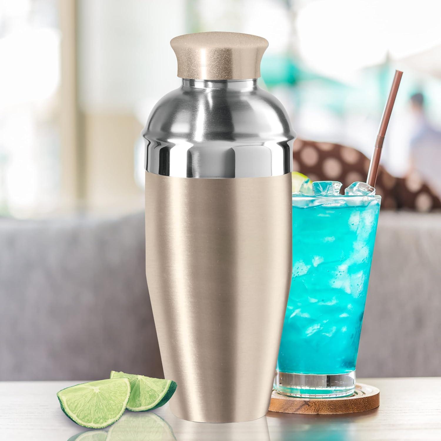 imageOGGI Classic Cocktail Shaker Gold Stainless  26 oz Stainless Steel Construction Built in Strainer  Ideal Home Bar Drink Mixer Bartender Kit Essential Bar AccessoriesGold