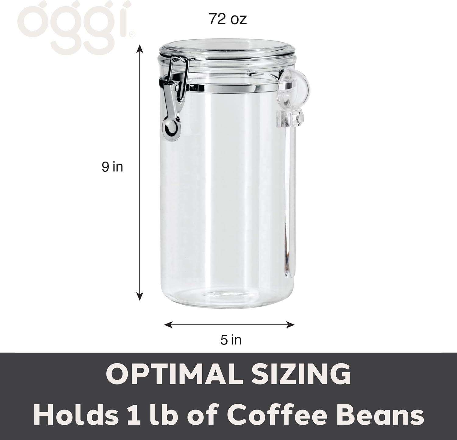 imageOGGI Clear Canister Airtight 38oz  Clamp Lid ampamp Spoon  Airtight Food Storage Containers Ideal for Kitchen ampamp Pantry Storage of Bulk Dry Food Including Flour Sugar Coffee Rice Tea Spices ampamp Herbs72 Fluid Ounces