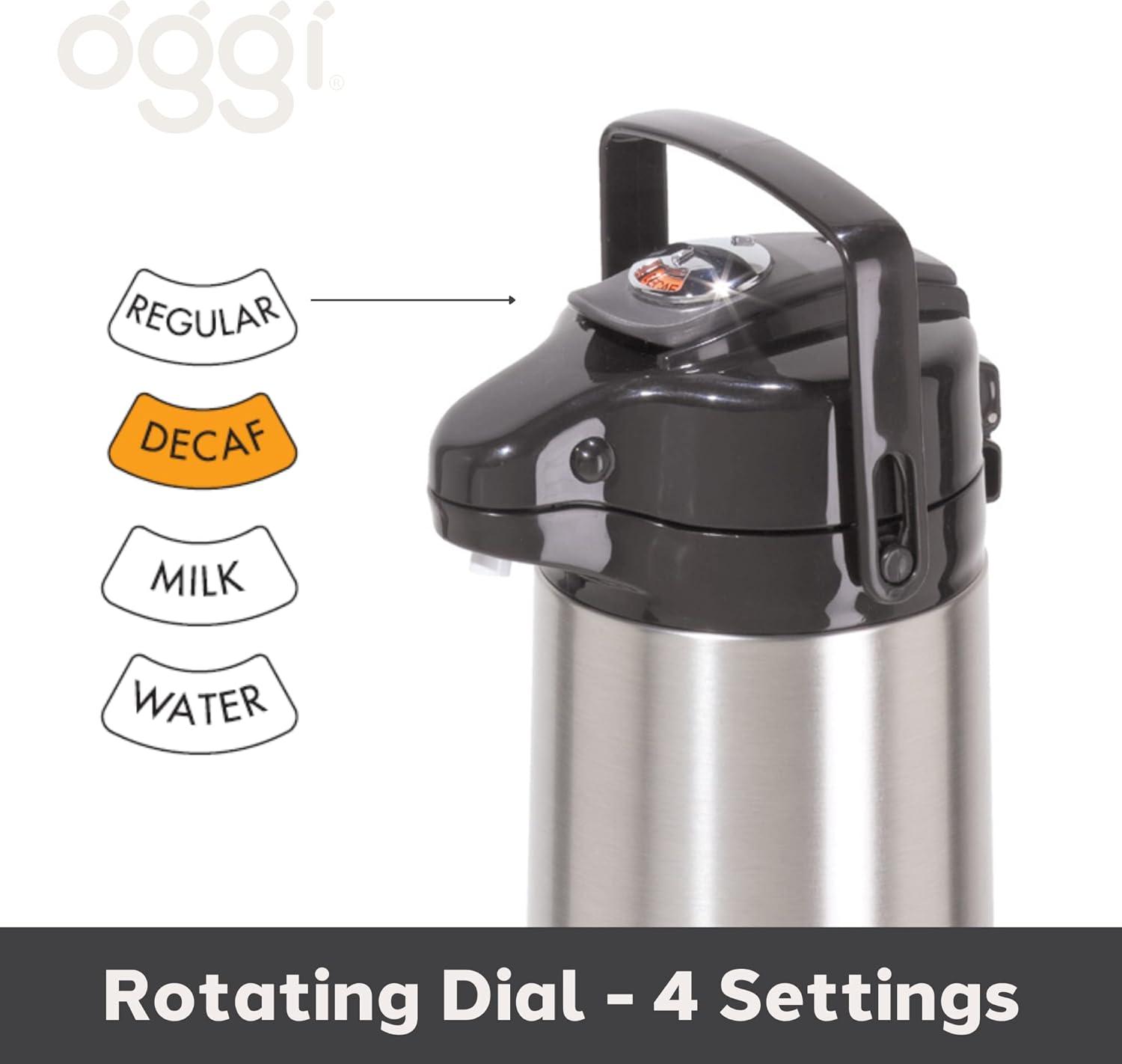 imageOGGI Coronado 68oz Stainless Steel Thermal Coffee Carafe Double Walled Vacuum Container wPress Button Top Insulated Coffee Carafe Thermos Carafe Coffee Urn Hot Beverage Dispenser 2 LitersPumpmaster wLever