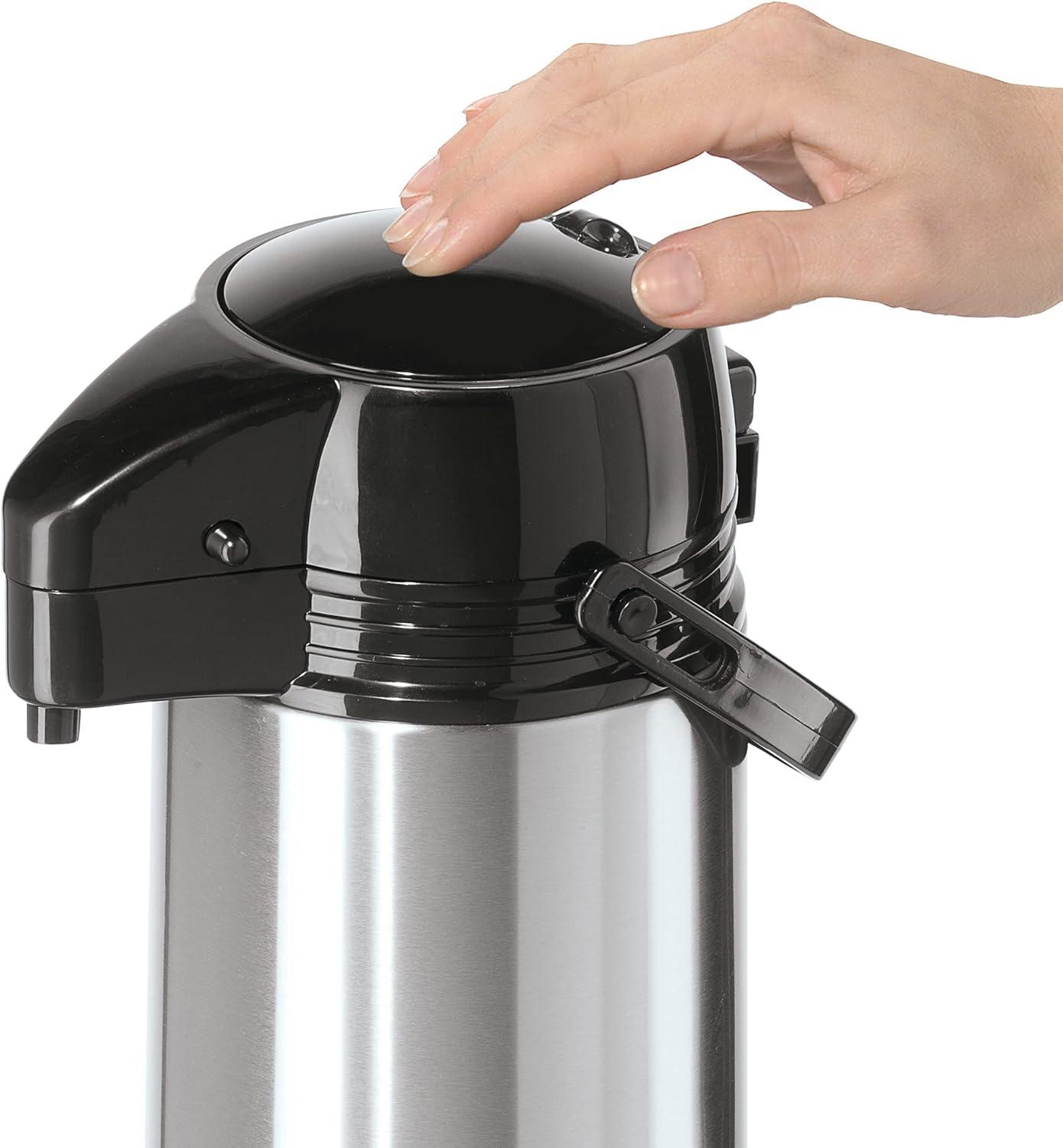 imageOGGI Coronado 68oz Stainless Steel Thermal Coffee Carafe Double Walled Vacuum Container wPress Button Top Insulated Coffee Carafe Thermos Carafe Coffee Urn Hot Beverage Dispenser 2 LitersPumpmaster wPush Button